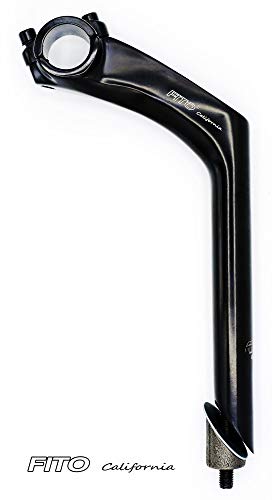 Fito Aluminum Alloy Handle Bar Stem - TWIN 2 BOLT - Gooseneck, Handle bar: 25.4mm, Frame: 22.2mm, for Beach Cruiser Bikes, BMX Bikes, Comfort Bikes, (Black)