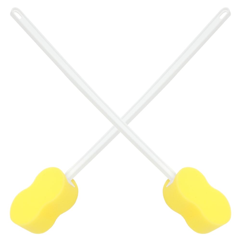 Healeved 2pcs Long Handle Shower Body Scrubber Brush Exfoliating Bath Sponge Stick Back Scrubber for Use and Deep Exfoliation