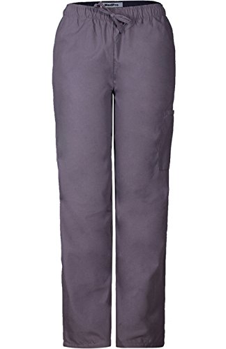 MedPro Women's Medical Scrub Set with Printed Wrap Top and Cargo Pants Purple Grey M - Thumbnail 4