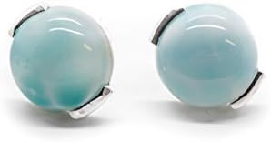 Larimar Gemstones with 925 Sterling Silver Stud Earrings Hand Made for Women