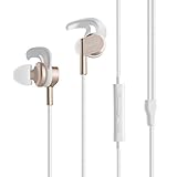 AILIHEN SE1200 Sport Headphones with Microphone Volume Control for Running Gym - Noise Isolating In-ear Earbuds Earphones for iPhone Android Laptop (Rose Gold)