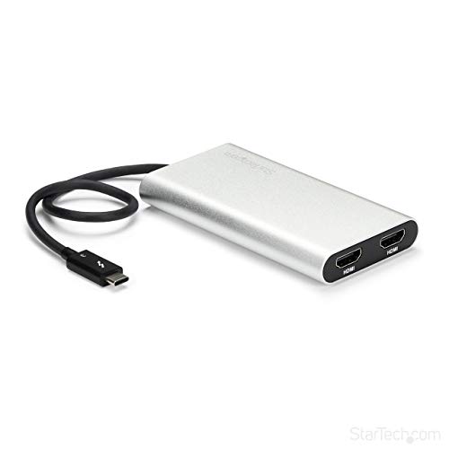 StarTech.com Thunderbolt 3 to Dual HDMI Display Adapter - 4K 30Hz - Certified TB3 to HDMI Monitor Adapter - Compatible w/Windows Only (TB32HD2)