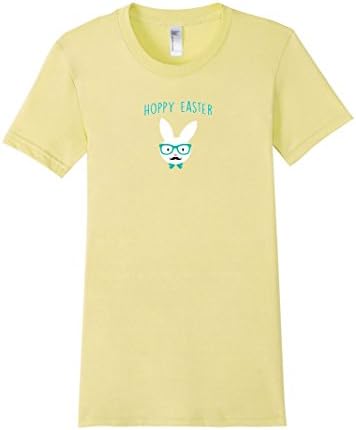 Women's Hoppy Easter T shirt Easter Bunny Rabbit Nerd Humor Tee Medium Lemon