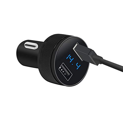Car Charger, XINBAOHONG Fast Charge Metal Dual USB 4.8A Car Adapter LED Display Car Voltage Detector Flush Fit for Phone PC and More (Black-B) - Thumbnail 4
