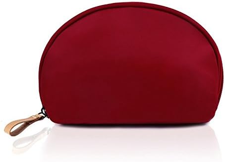EzSos Nylon Pencil Case, Makeup Bag ,Cosmetic Half Moon Shell Purse, Travel Handy Organizer Pouch for Women, Wine Red