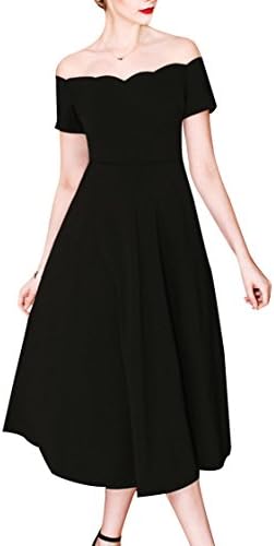 Gypsophila Women's Off Shoulder Elegant Mid Calf Dress (XX-Large, Black)