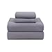 Lullabi Bedding, Double-Side Brushed Finish, Microfiber Bed Sheets Set - Fitted, Flat Sheet, Pillowcases, Wrinkle, Fade, Stain Resistant (Gray, Queen Size)