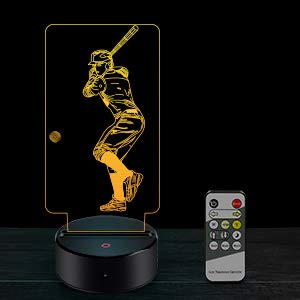 image for AmazeFan Baseball Night Light for Kids - 3D Baseball Night Lamp 7 Colo