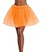 Women's, Teen, Adult Classic Elastic 3, 4, 5 Layered Tulle Tutu Skirt (One Size, Orange 3Layer)