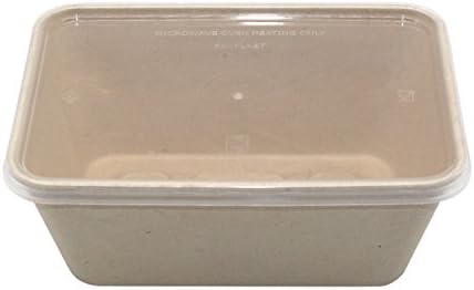 Tianhe Packing 32.5oz Disposable Degradable Eco-Friendly Rectangular Box Bento Boxes Meal Boxes Lunch Boxes with Lid 100% Natural Wheat Straw Fiber, Flat Cover Pack of 50pcs