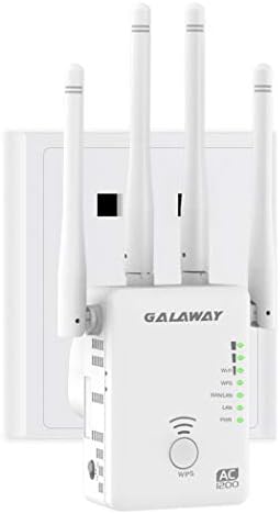 GALAWAY 1200Mbps WiFi Extender With 4 External Antennas 2.4GHz+5GHz Dual Band Mini Wireless Signal Extender With Ethernet Port Compatible With 802.11ac/a/b/g/n Standards WIFI Range Amplifier