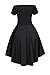 Sidefeel Women Off Shoulder Short Sleeve High Low Skater Dress Small Black