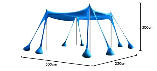 Rhino Valley 3 x 3 m Ultra Stable Portable Beach Tent, UV Protection UPF50+ Super Windproof Beach Tent with 8 Fillable Sand Anchors and 4 Aluminium Rods