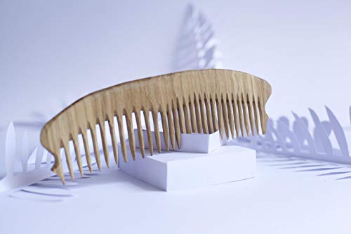 Hand Carved Hair Comb - BobolinkWoodBest Wide Tooth Oak Wood Comb - 8.66" Large Size No Static Natural Wooden Detangling Comb for Women and Men AC3