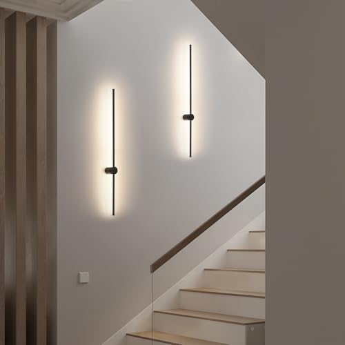 ZMH Indoor LED Wall Light 100cm Long Black Hallway Modern Design for Living Room Warm White 3000K Indirect Lighting for Kitchen, Hallway and Bed