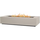 Real Flame Aegean 70in Rectangle Propane or Natural Gas Fire Pit Table, 65,000 BTU, Powder-Coated Steel, Push-Button Ignition, Lava Rock, Storage Cover, Stainless Steel Burner - Light Sand