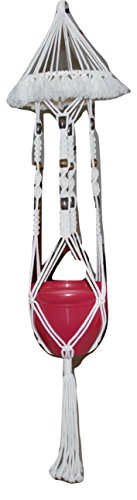 Handmade Macrame Plant Hanger - 59' Long - Holds 10' Round Pot - Off White...