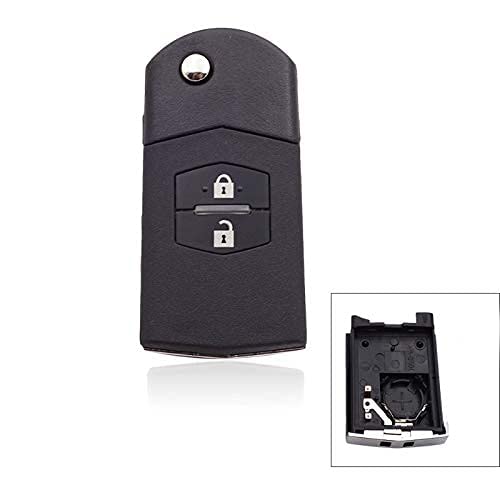 topone1 Folding Car Key Case Cover Fits for Mazda 2 3 5 6 RX8 MX5 Replacement Key Case Uncut Blade Accessories for FOB 2 3 4 Buttons (2B)