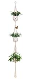 Aozita Macrame Plant Hanger for Hanging Planter Baskets Indoor Outdoor - 3 Tier Large Plant Hangers with 2 Hooks - 70 Inches