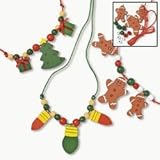 Wooden Beaded Holiday Necklace Craft Kit - Crafts for Kids and Jewelry Crafts-makes 12