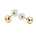 14k Yellow Gold 2-8mm Plain Hollow Gold Ball Children Friction Baby Girls Pushback Stud Earrings