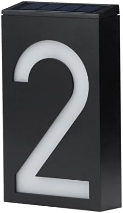 JIAEN Doorplate LED Light Solar Power Number Sign House Hotel Door Address Plaque Mailbox Digit Plate (No.2)