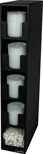 San Jamar L2204 Polystyrene Dimension Lid Towel Dispenser with 4 Lid and 1 Straw Compartment, 5-1/2" Width x 30" Height x 13" Depth, Black