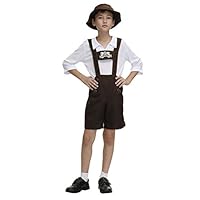 AOLAIYAOQU Lederhosen Costume for Kids Oktoberfest Bavarian Role Play German Beer Dress Up for Boys Halloween Costumes Brown