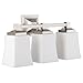 Linea di Liara Brighton 3 Light Bathroom Vanity Light Brushed Nickel Bathroom Light Fixtures Over Mirror Modern Vanity Lighting Fixture with Frosted Glass Shade, UL Listed