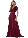 Ever-Pretty Womens Double V Neck Flutter Sleeve