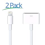 30 Pin to 8 Pin, 8-Pin Male to 30-Pin Female Converter Adapter for iPhone 7, 7 Plus, 6S, 6S Plug, 5S, 5C, iPad (2 pcs 8Pin to 30 Pin Adapter White)