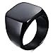 enhong Mens Rings Stainless Steel Square Signet Rings for Men,Black Pinky Thumb Ring for Dad Father Jewelry Gift for Him,Men's Ring for Biker Size 11