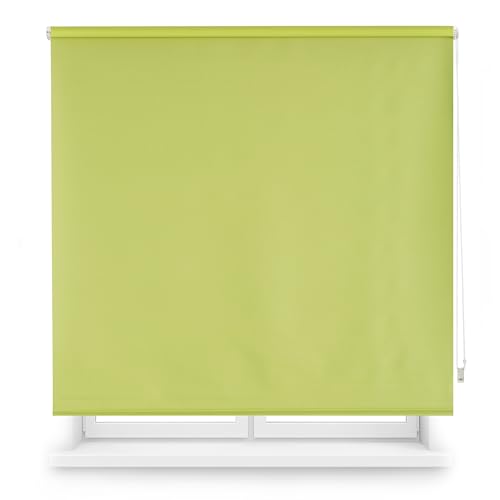 Blindecor Blackout Roller Blind Made to Measure Green 130 x 175 cm (Width x Height) Fabric Size 127 x 170 cm Blackout Roller Blind for Windows