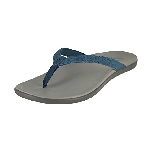 OluKai Hoopio Stormy Blue/Cooler Grey Womens Thong Size 7M