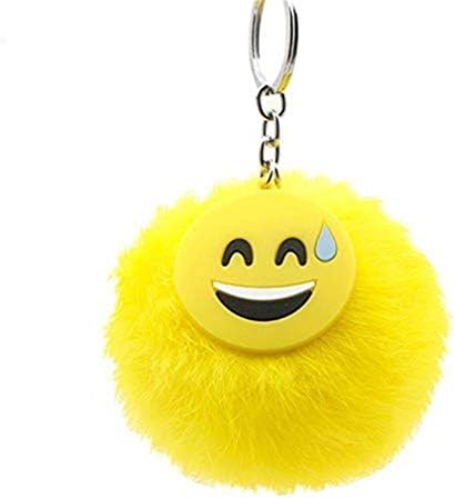 Eqxinfeng Lovely Emoji Pompom Plush Ball Pendant Keychain Bag Decor Keyring Ornament Holder Kids Girls Gift Size E
