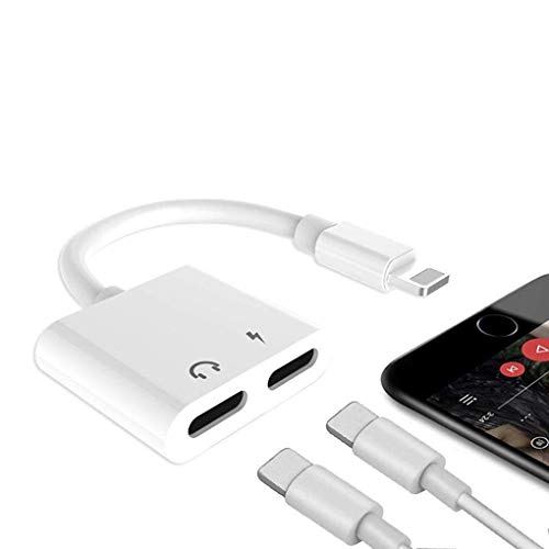 Headphone Adapter Splitter Earphone Extender Adapter Music Charger Headphone Accessories for Phone X/8/8plus/7/7plus Support Music+Charge+Call+Volume Control Compatible iOS 12