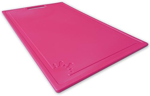 Chopping Board Plastic Non-Slip Feet Cutting Board Dishwasher Safe Antibacterial (Large, Pink)