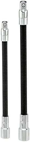 2pc Flexible Socket Extension 1/4" x 6 inch 3/8" x 8" Long Ratchet Set Flex Tool