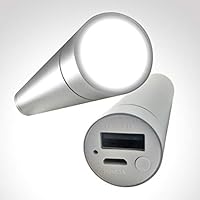 White Kaiman 3400mAh Portable Power Bank w/Built-in LED Flashlight Backup Battery Pack External Powerbank Charger for Cell Phone Computer Mobile Device(Micro USB Not Included) (3400mAh 1pk)