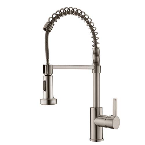 APPASO K105-BN Commercial Spring Kitchen Faucet with Pull Down Sprayer Stainless Steel Brushed Nickel