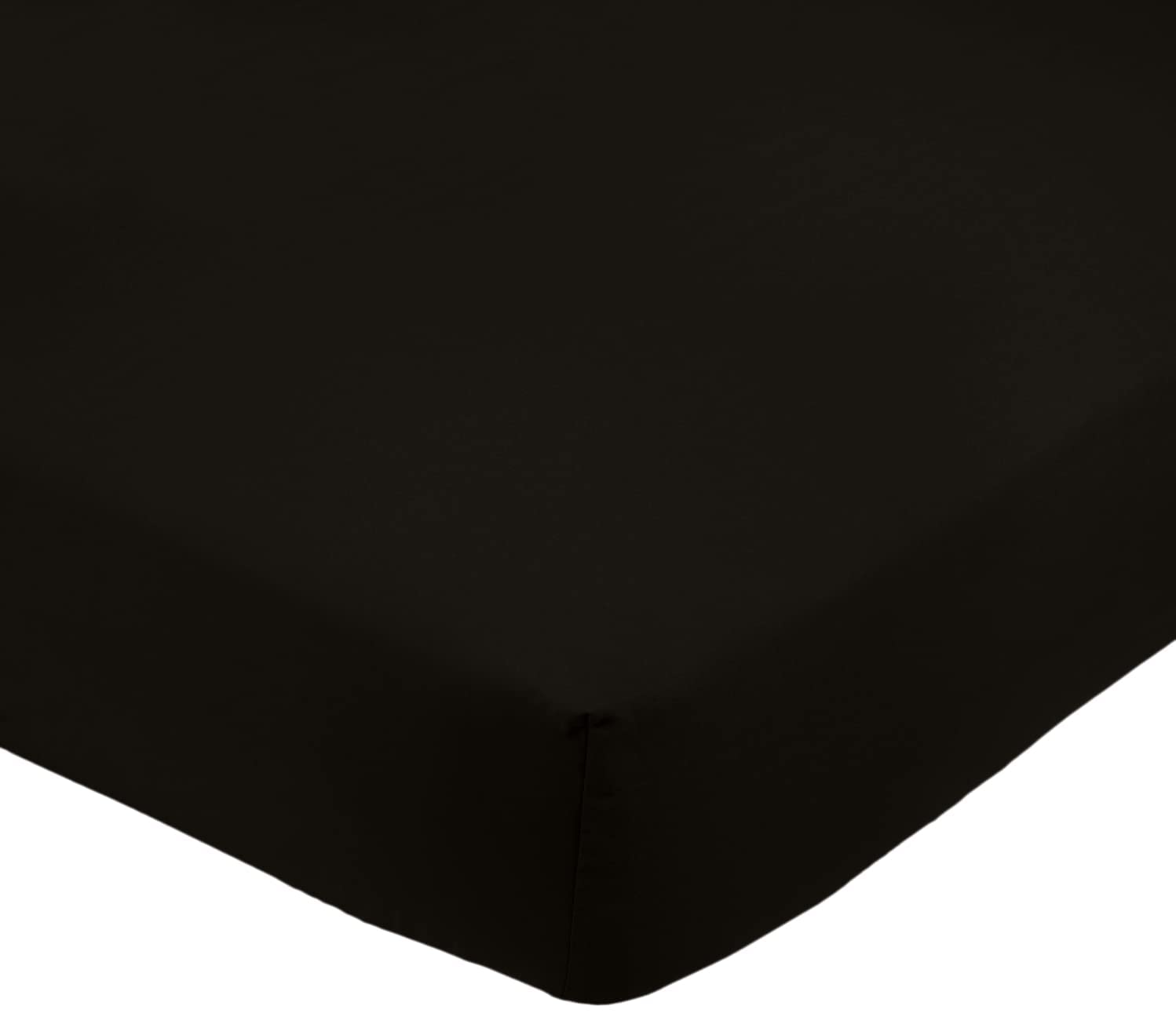 Amazon Basics Bedding Soft Microfibre Super King Fitted Sheet with 12 inch (30 cm) Deep Pocket, 180 x 200 cm, Black — image 1