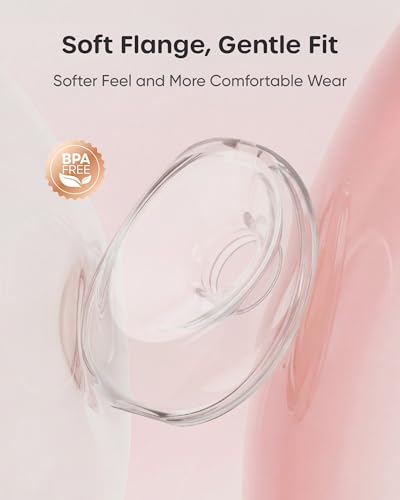 Nuliie JoyFlow Air Tire-lait électrique, ultra-fin et léger, tire-lait portable mains libres, 3 modes & 12 niveaux, silencieux & sans BPA, bride 27 mm & embouts 15/18/21/24 mm (2 Packs, Rose)