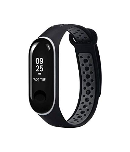 BQeT TPU Silicon Air Dot Band Strap for Xiaomi Mi Band 4 / Mi Band 3 Also m3/4 (Black Grey)