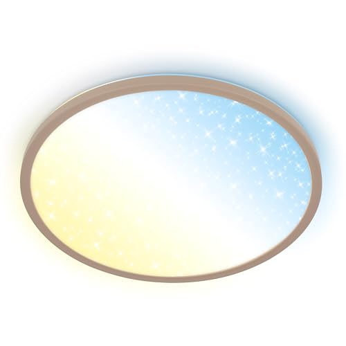 BRILONER - LED Panel with Remote, dimmable, Starry Sky, CCT Warm to Cold White, Ceiling Light, Panel, Living Room, Lounge, 37.5x4.5 cm, Beige