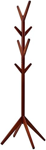 Homezest Solid Wood Coat Rack Entryway Standing Hat Jacket Coat Hanger Holder Hall Tree 8 Hooks(Teak)