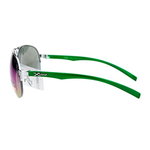Xloop Sports Aviator Sunglasses Unisex Half Rim Aviators UV400 Protection Green