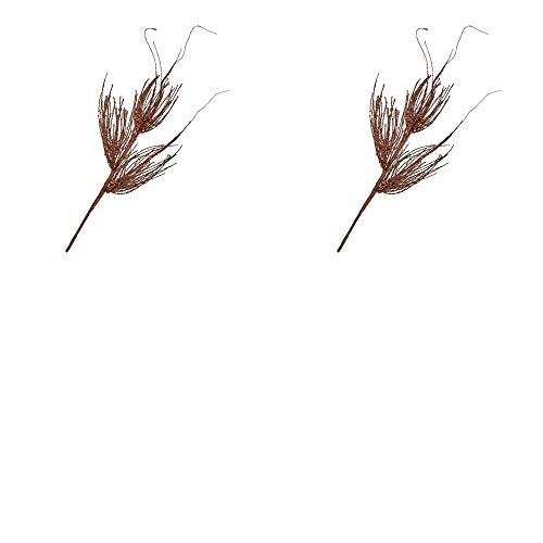 Chocolate Brown Glitter Pine Sprays | 2 Sprays | for Indoor Decor