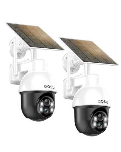 aosu 2K Überwachungskamera Aussen Solar Akku, 360° PTZ Kamera Outdoor