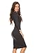 ICONOFLASH Women's Charcoal 3/4 Sleeve Bodycon Midi Dress Large Crew Neck Long Dresses