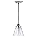 Globe Electric 65381 Mercer 1-Light Pendant, Polished Chrome Finish, Clear Glass Shade with Black Fabric Cord, Bulb Not Included